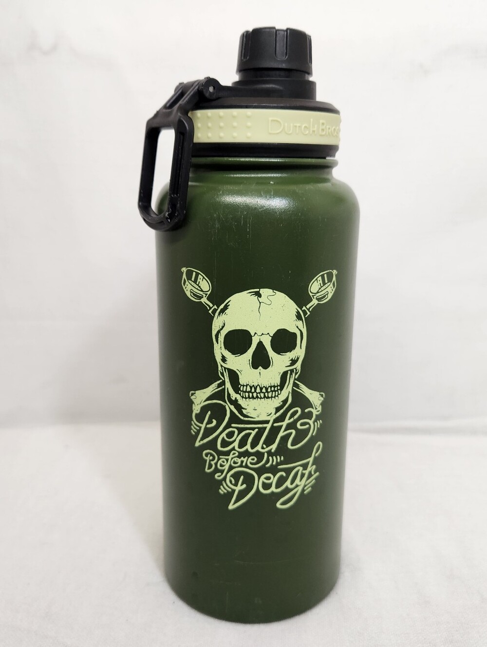 Death Before Decaf Green Tumbler Coffee Cup Mug 32oz
